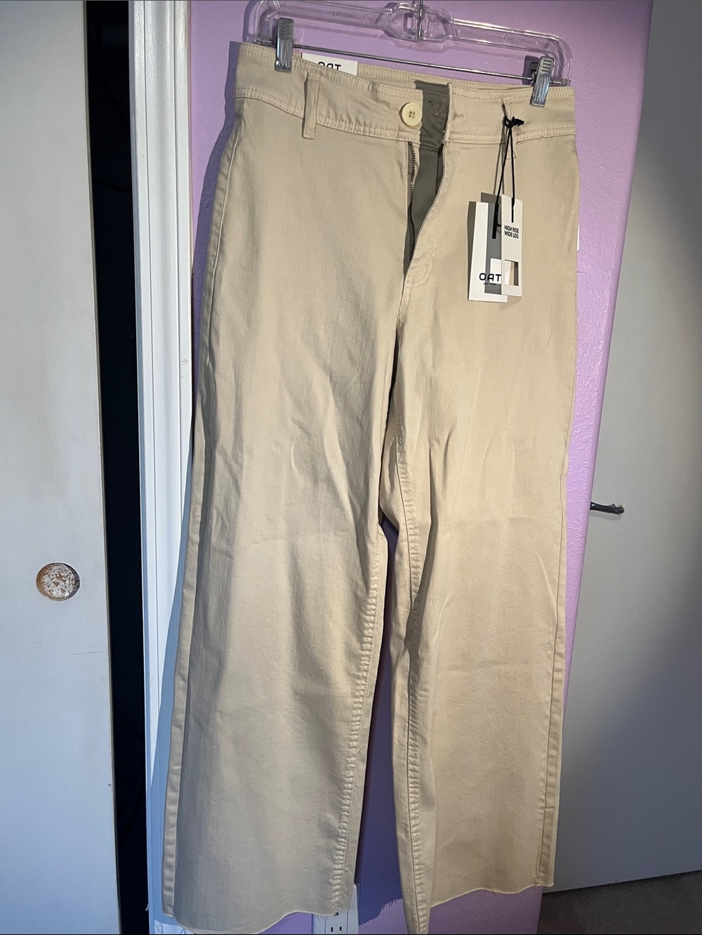 Oat New York high rise  Wide-Leg Chino Pants — Sand